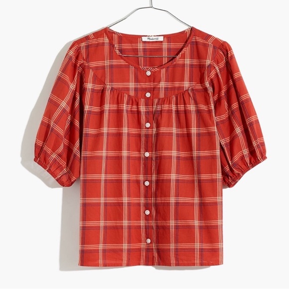 Madewell plaid buttoned shirt sz M - Picture 2 of 7